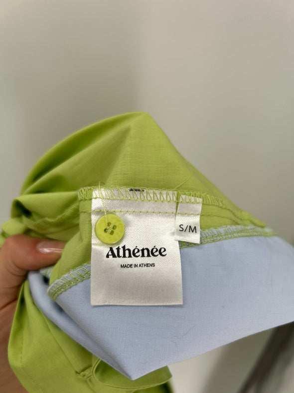 Robe chemise verte et bleue