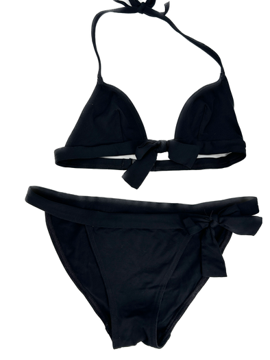 Maillot de bain deux pièces noir à nœuds