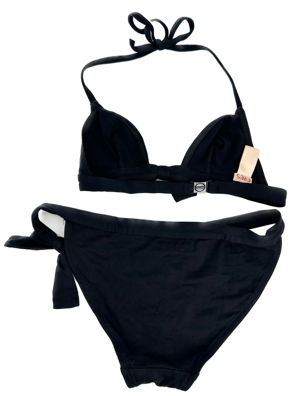 Maillot de bain deux pièces noir à nœuds