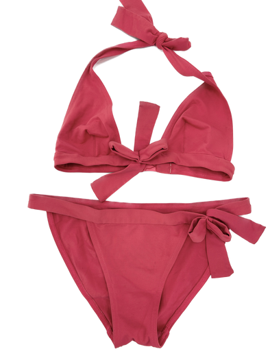 Maillot de bain deux pièces rose à nœuds