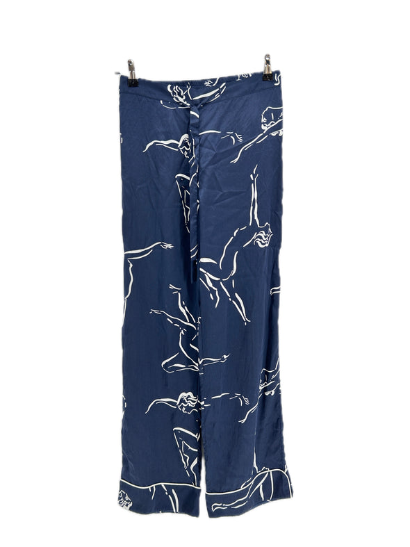 Pantalon en soie marine