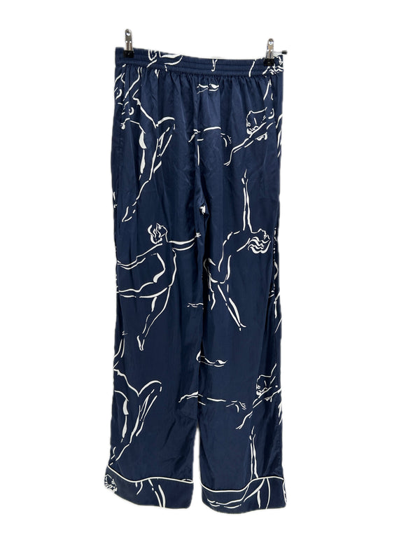 Pantalon en soie marine