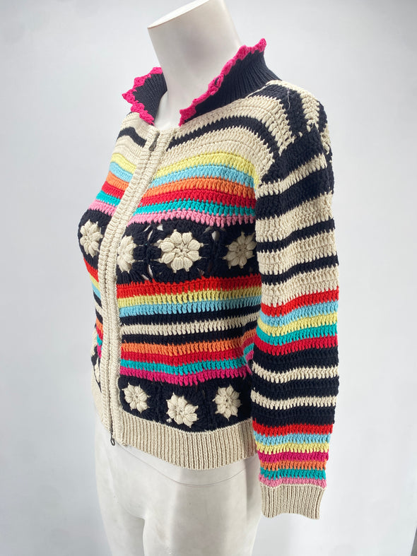 Cardigan à zip multicolore