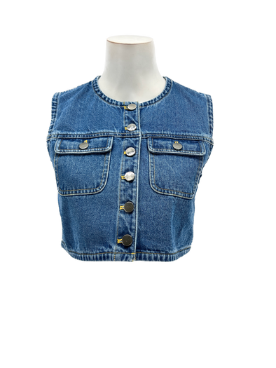 Veste en jean bleu sans manches