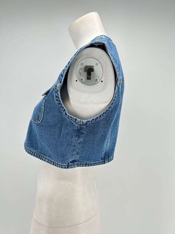 Veste en jean bleu sans manches