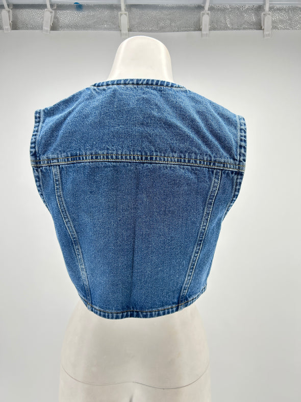 Veste en jean bleu sans manches