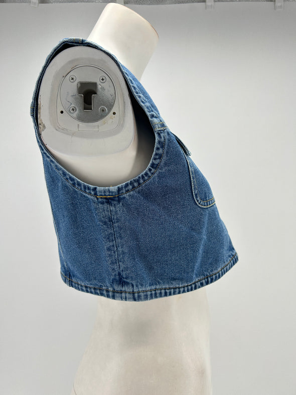 Veste en jean bleu sans manches