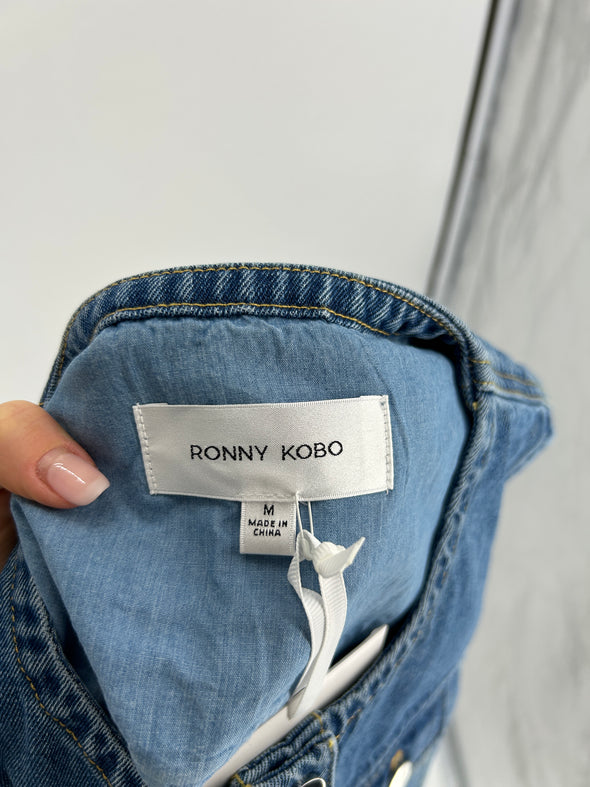 Veste en jean bleu sans manches