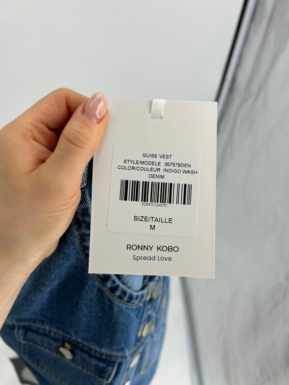 Veste en jean bleu sans manches