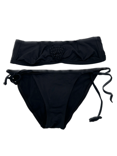 Maillot de bain noir bandeau à fleur