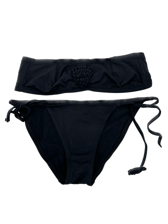 Maillot de bain noir bandeau à fleur