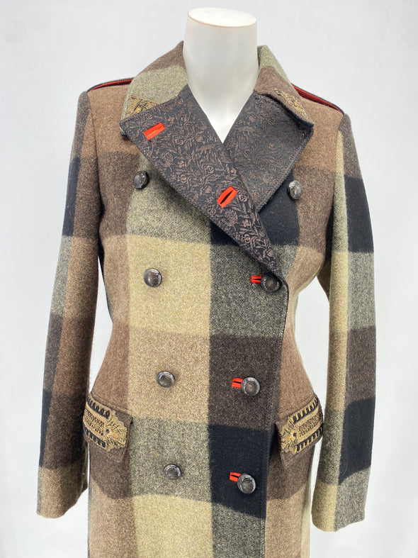 Manteau en laine à carreaux