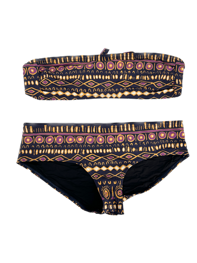 Maillot de bain noir bandeau à motifs