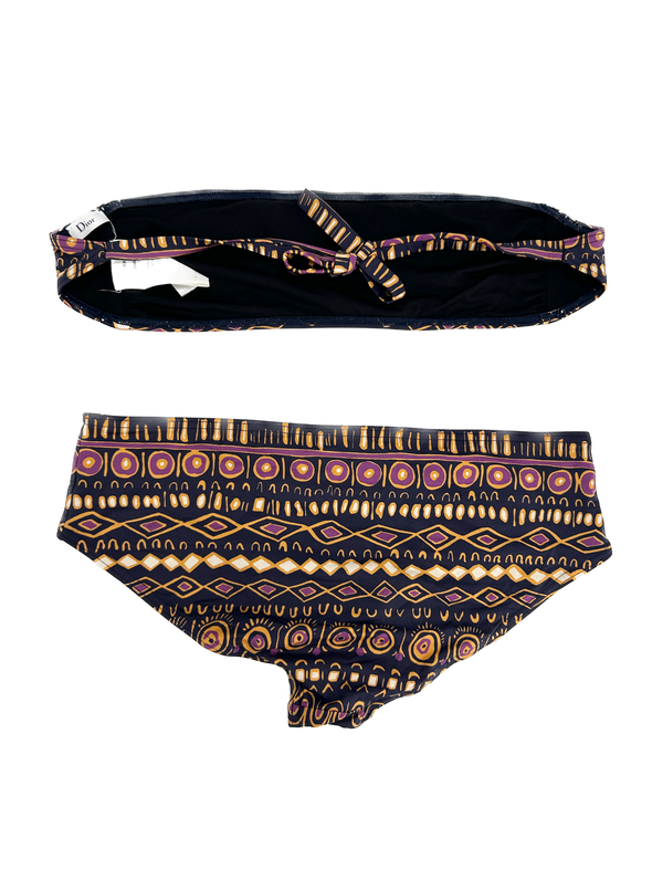 Maillot de bain noir bandeau à motifs