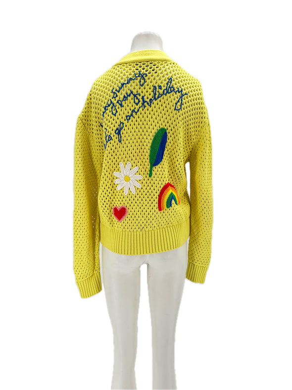 Cardigan en crochet jaune