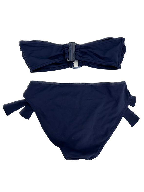 Maillot de bain bandeau bleu marine à nœuds