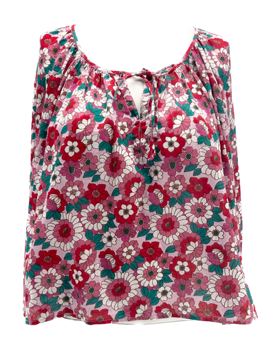 Blouse rose à fleurs