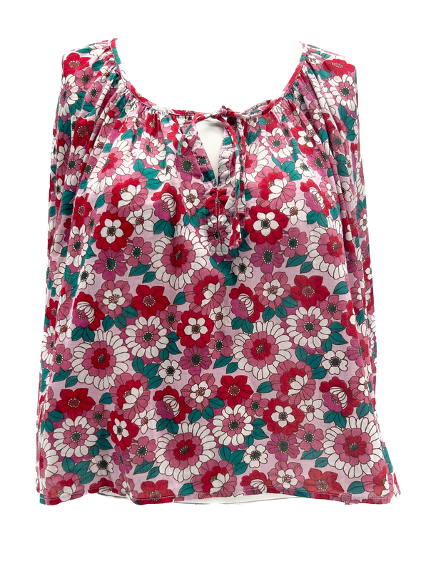 Blouse rose à fleurs