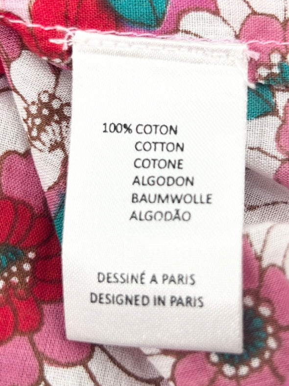 Blouse rose à fleurs