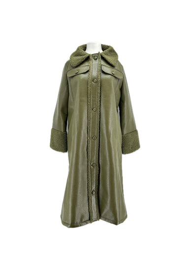 Manteau en cuir synthétique kaki