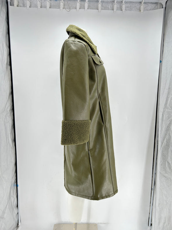 Manteau en cuir synthétique kaki