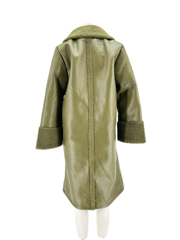 Manteau en cuir synthétique kaki