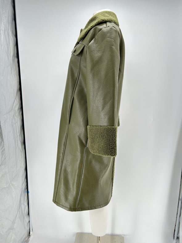 Manteau en cuir synthétique kaki