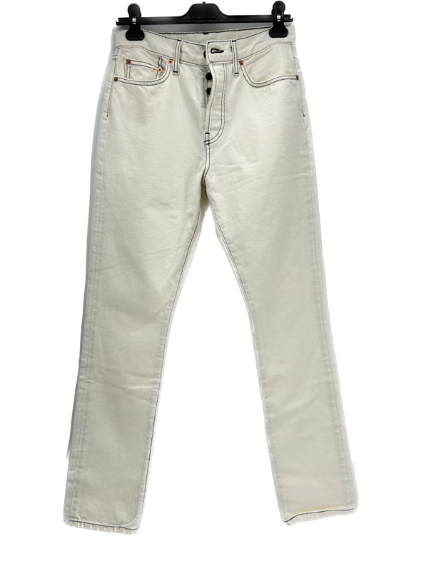 Pantalon en denim blanc avec coutures noires