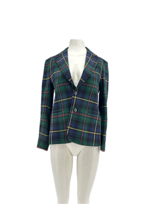 Blazer à carreaux en laine