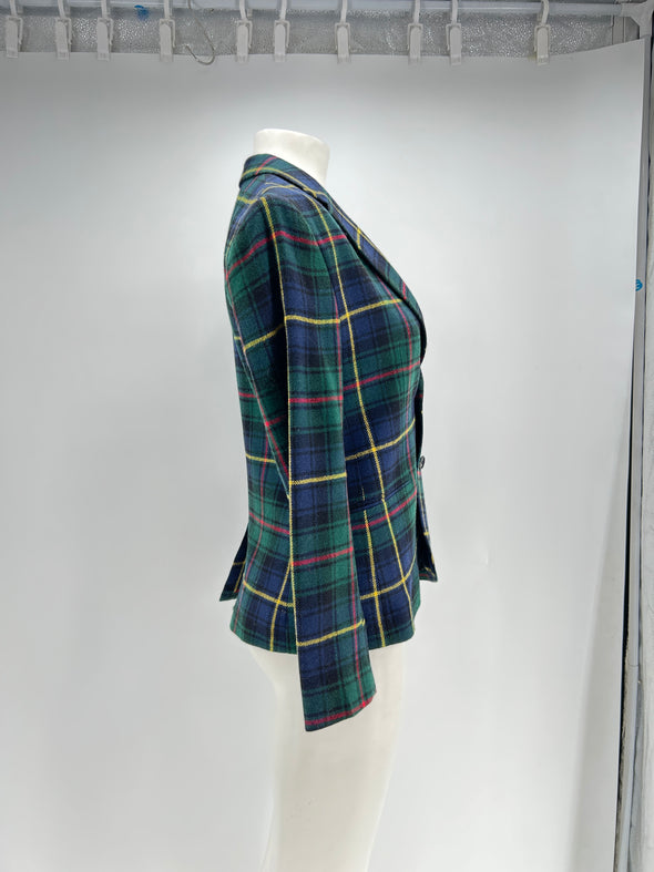 Blazer à carreaux en laine