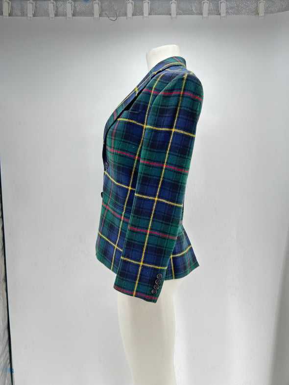 Blazer à carreaux en laine
