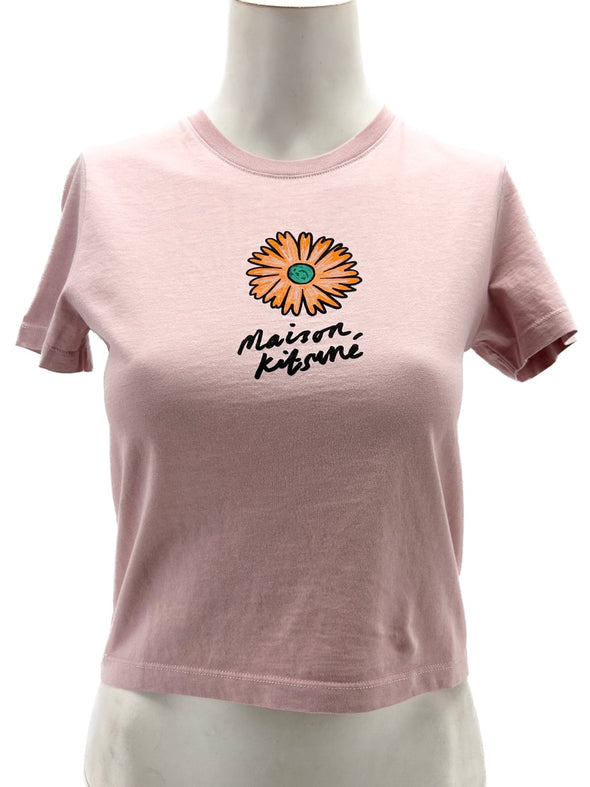 T-shirt rose à imprimé fleur
