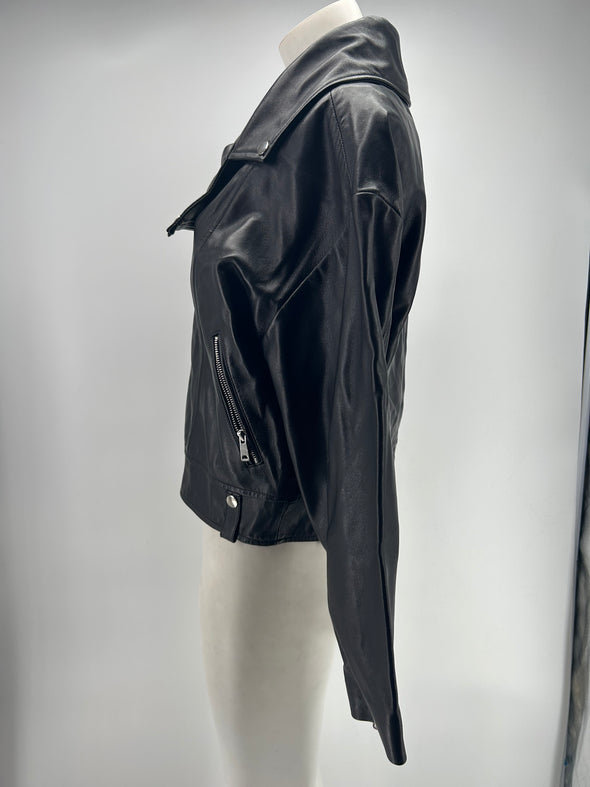 Veste en cuir noir