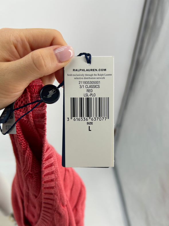 Pull rouge torsadé