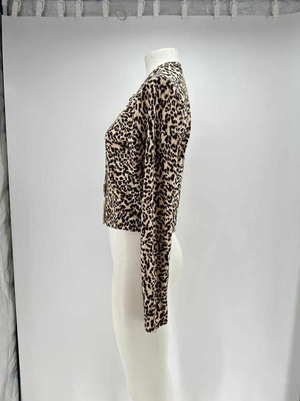 Cardigan en laine léopard