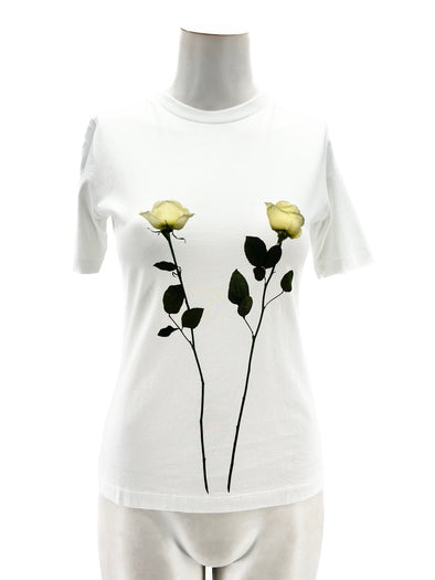 T-shirt blanc à imprimé fleurs