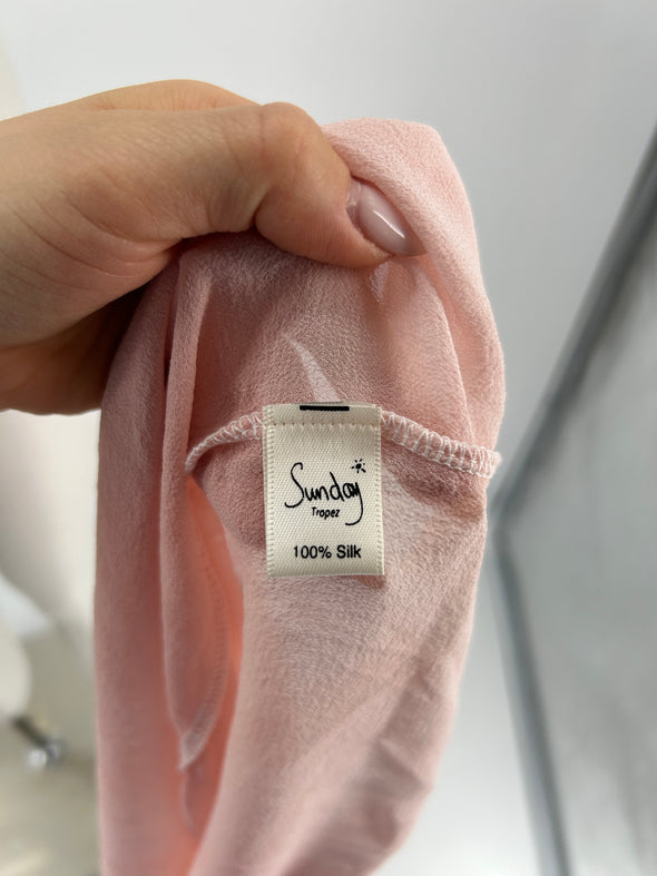 Top en soie rose