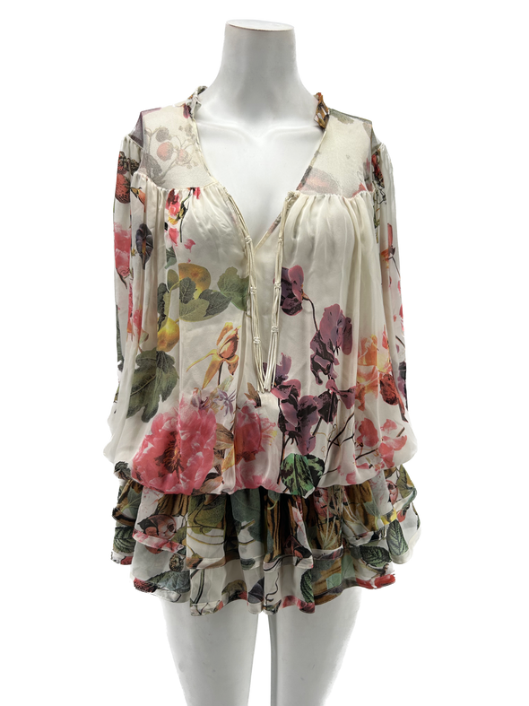 Blouse en soie à fleurs