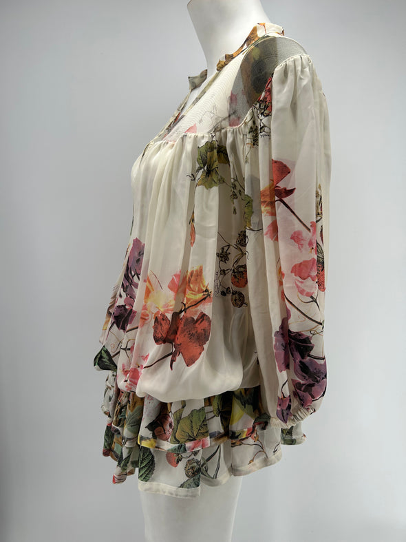 Blouse en soie à fleurs