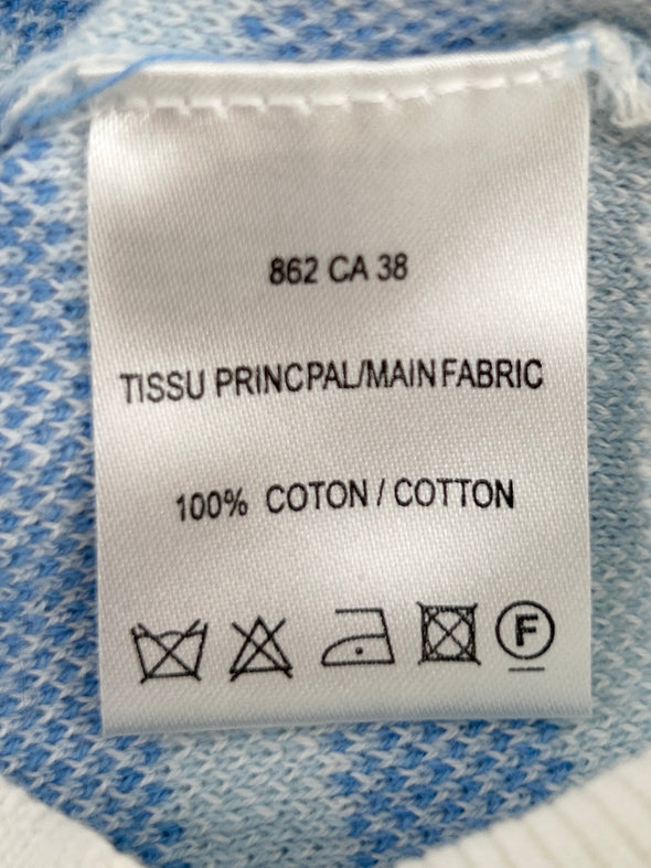 Cardigan blanc à carreaux bleus