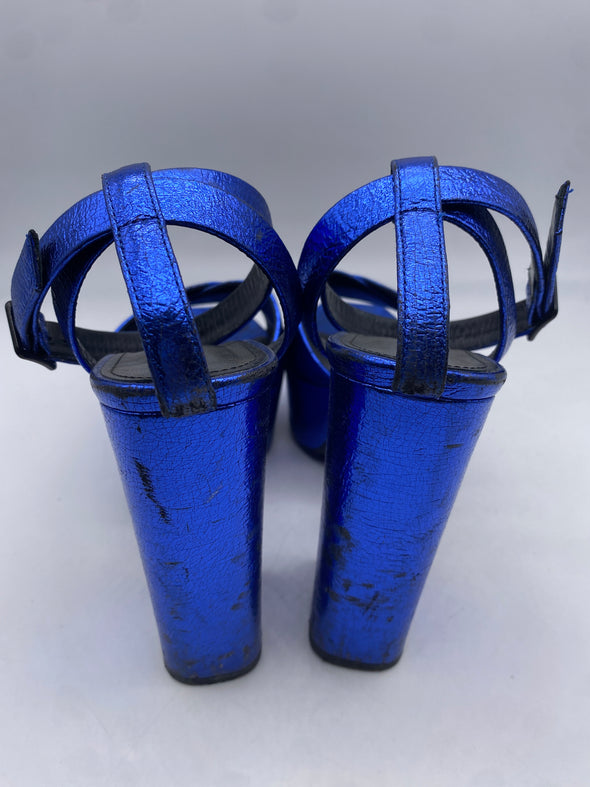 Sandales à talons cuir bleu