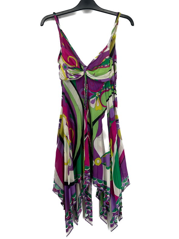 Robe en soie multicolore