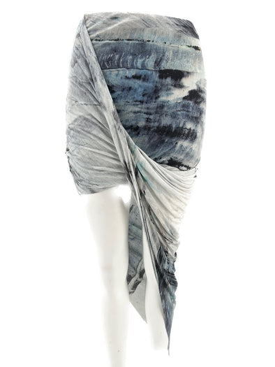 Jupe bleue asymétrique tie-dye