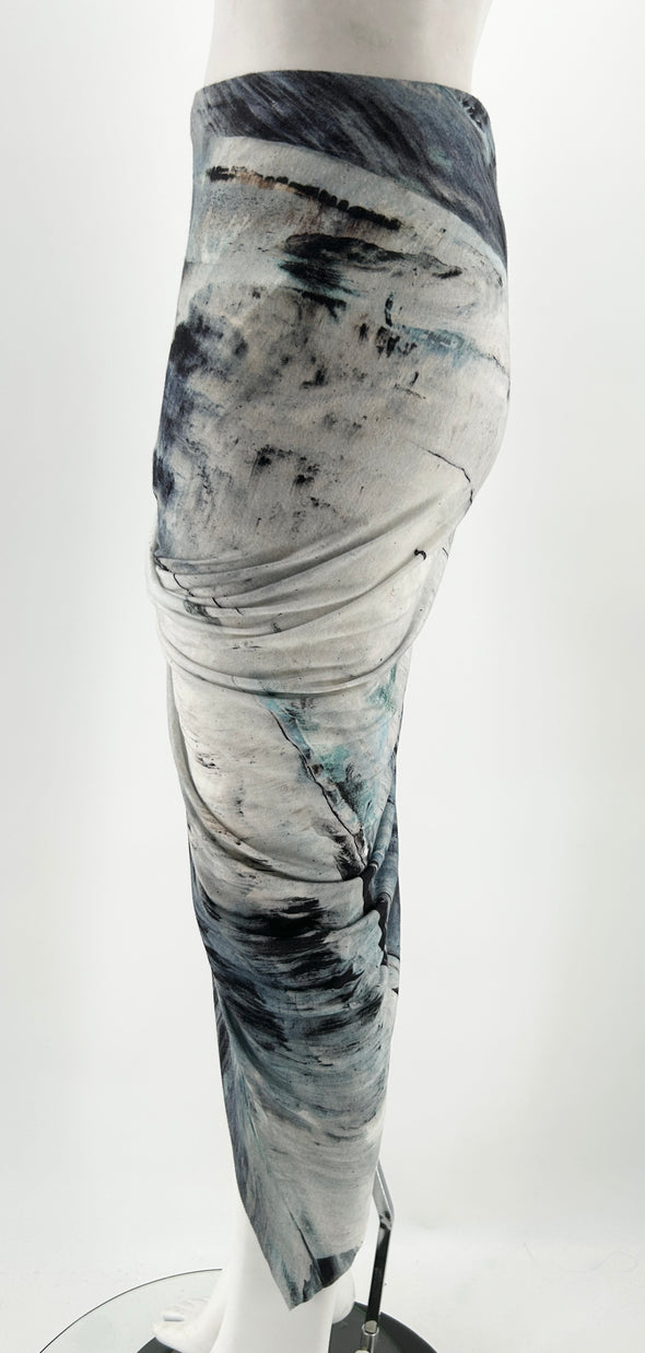 Jupe bleue asymétrique tie-dye