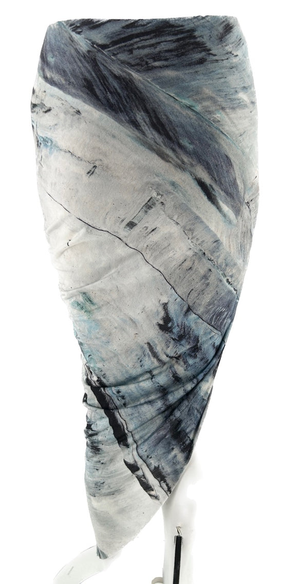 Jupe bleue asymétrique tie-dye
