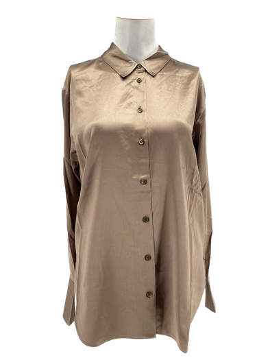 Chemise en soie taupe