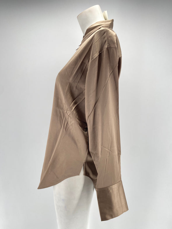 Chemise en soie taupe