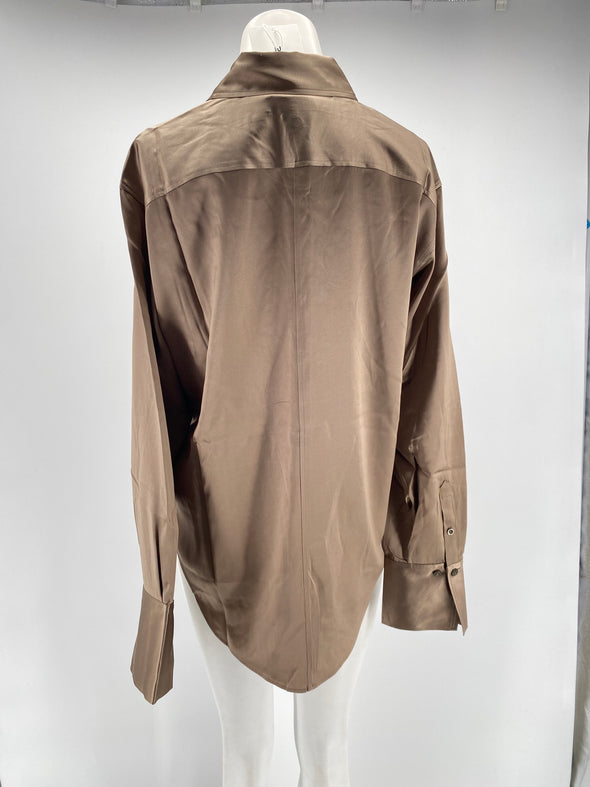 Chemise en soie taupe