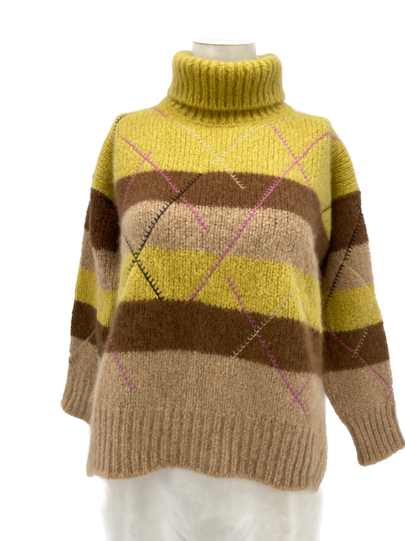 Pull jaune à rayures
