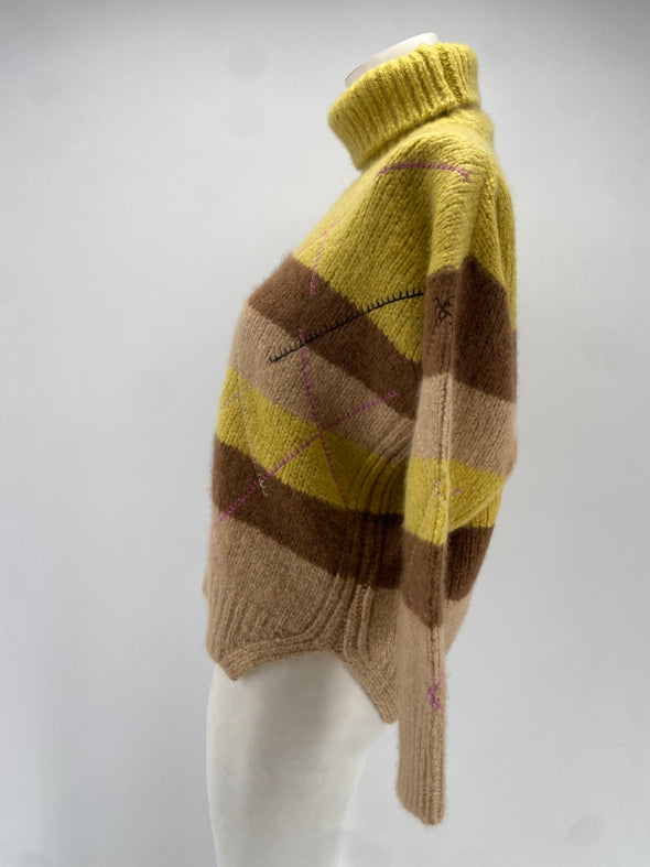 Pull jaune à rayures
